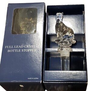TOWLE Austrian Lead Crystal Cat Kitty WINE  Bottle Stopper BRAND NEW IN BOX Vtg